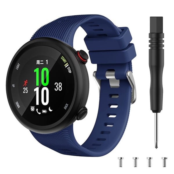 Garmin Forerunner 45S silikoni hopea solki kellonauha - Laivastonsininen