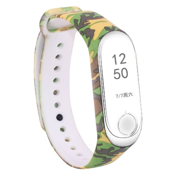Xiaomi Mi Band 3 / Mi Smart Band 4 kukka silikoni ranneke - Viidakkomaalaus