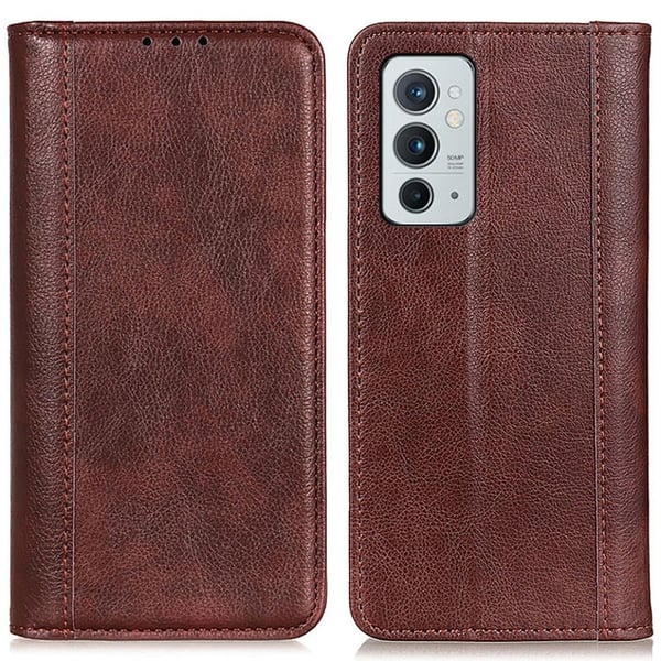 OnePlus 9RT 5G ægte læderetui med magnetisk lukning - Brun OnePlus 9RT 5G ægte læderetui med magnetisk lukning - Brun