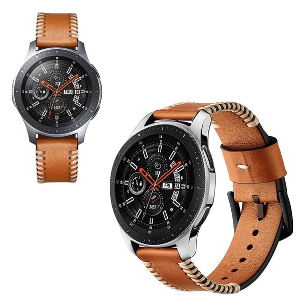 Samsung Galaxy Watch (46mm) ridge stil ekte skinn klokkereim - Brun