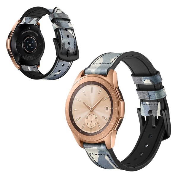 Samsung Galaxy Watch (42mm) holdbare okseskinn klokkereim - Camouflage Blå