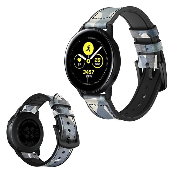 Garmin Vivoactive 3 / Vivomove HR holdbar ekte skinn klokkereim - Baby Blå / Camouflage