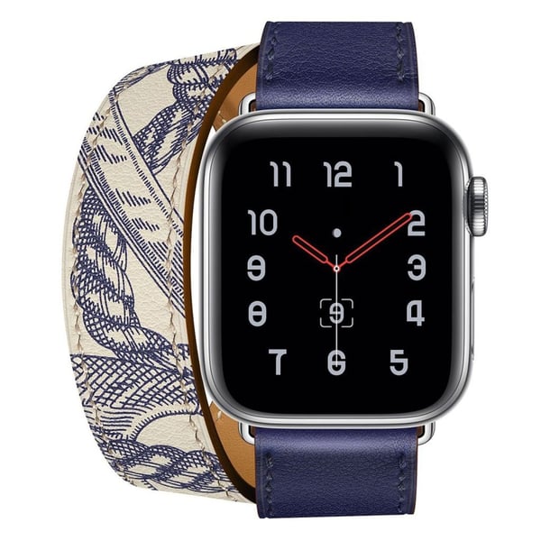Apple Watch Series 5 40mm mønster ægte læder Urrem - Blå Apple Watch Series 5 40mm mønster ægte læder Urrem - Blå