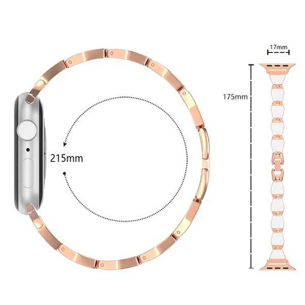 Apple Watch Series 8 (45 mm) moteriktig klokkerem i skallstil - Rose Gull / Rosa