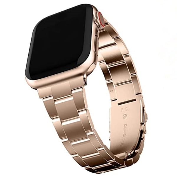 Apple Watch Series 8 (45mm) ruostumattomasta teräksestä valmistettu kellonhihna irrotustyökalulla - Ruusukulta