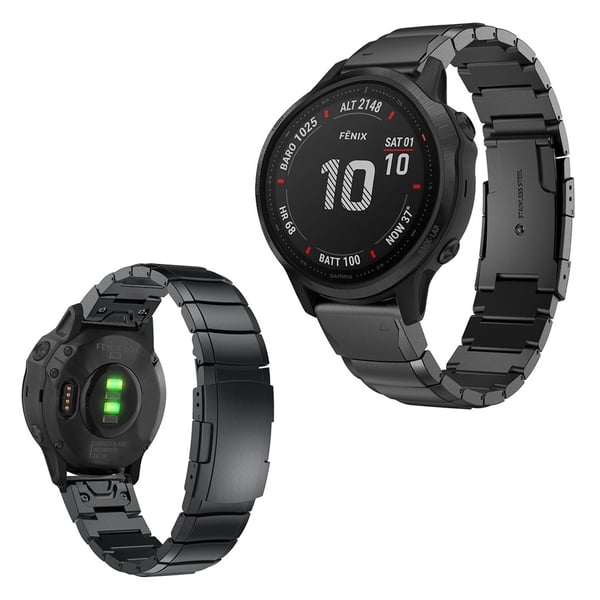 Garmin Fenix 6S holdbar rustfrit stål Urrem - Sort