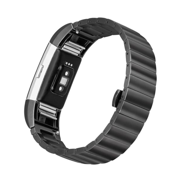 Fitbit Charge 2 Metalli Vaihto Ranneke missä Perhos Solki - Musta Fitbit Charge 2 Metalli Vaihto Ranneke missä Perhos Solki - Musta
