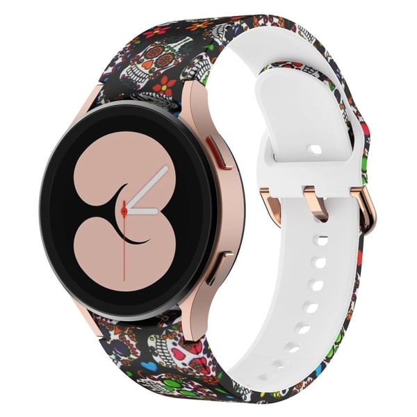 Kuviopainettu silikoninen ranneke Samsung Galaxy Watch 4 - Värikäs Pääkallo