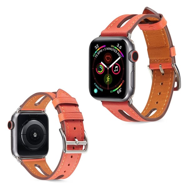 Apple Watch Series 5 40mm oksehud klokkereim - Orange Apple Watch Series 5 40mm oksehud klokkereim - Orange