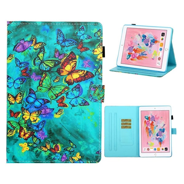 iPad 10.2 (2019) mønster læder flip etui - Farverig Sommerfugle