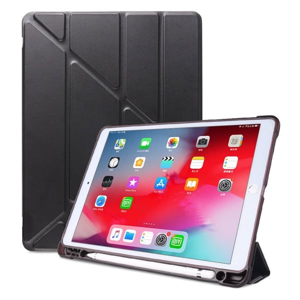 iPad 10.2 (2019) origami læder flip etui - Sort