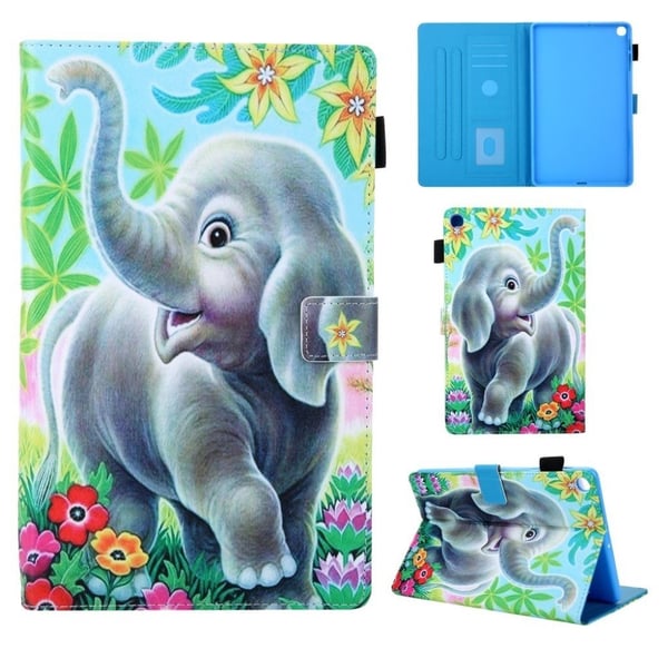 Samsung Galaxy Tab A 10.1 (2019) supreme mønster lær flip etui - Elephant