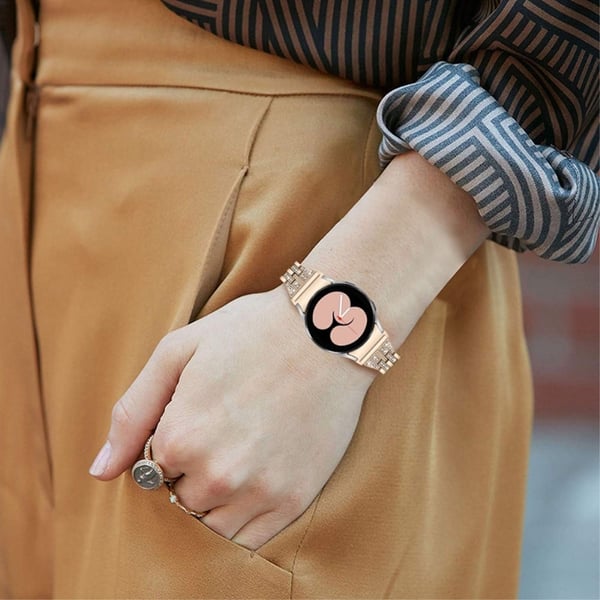 To rader med rhinestone-klokkerem i rustfritt stål til Samsung Galaxy Watch 4 - Retro Gull