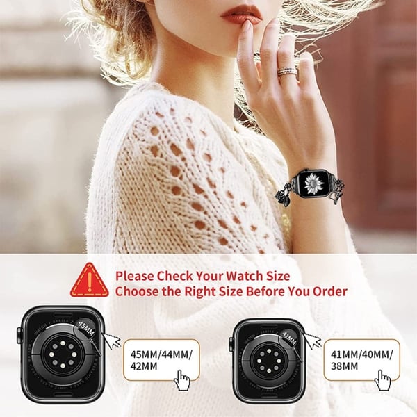 Apple Watch Series 8 (41 mm) stilig klokkerem i anhengsstil - Svart