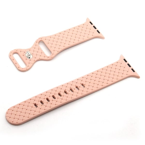 Apple Watch Series 8 (41 mm) klokkerem i vevd silikon med tekstur - Rosa
