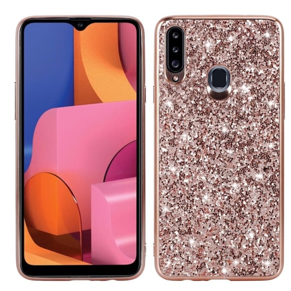 Glitter Samsung Galaxy A20s kuoret - Ruusukulta