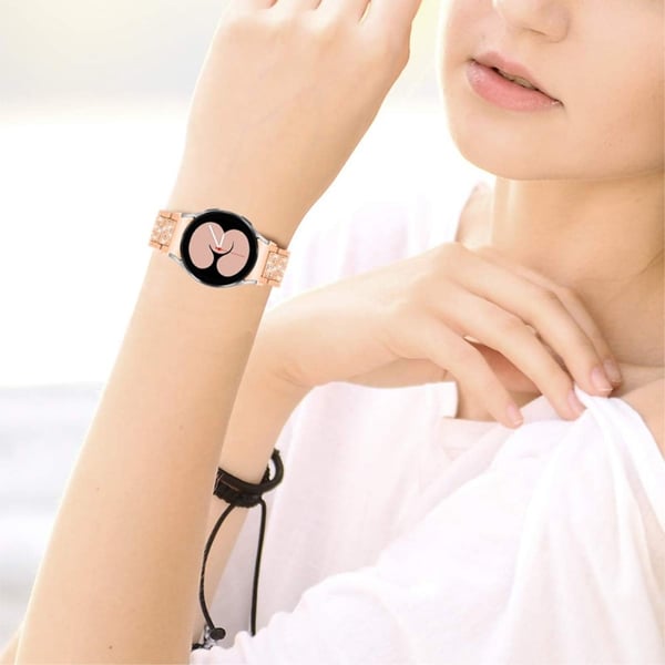 Urrem med rhinestone i rustfritt stål til Samsung Galaxy Watch 4 - Rose Gull