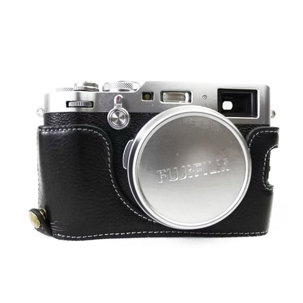 Fuji X100 / X100F / X100S Aito Nahkainen Puoli Suojaava Kamera Laukku - Musta Fuji X100 / X100F / X100S Aito Nahkainen Puoli Suojaava Kamera Laukku - Musta