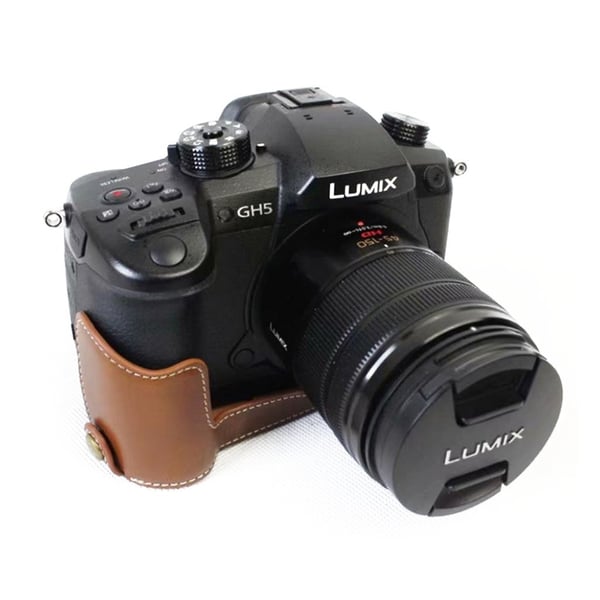 Panasonic Lumix DC-GH5 PU Nahkainen Puolisuojaava Kameran Laukku - Ruskea Panasonic Lumix DC-GH5 PU Nahkainen Puolisuojaava Kameran Laukku - Ruskea