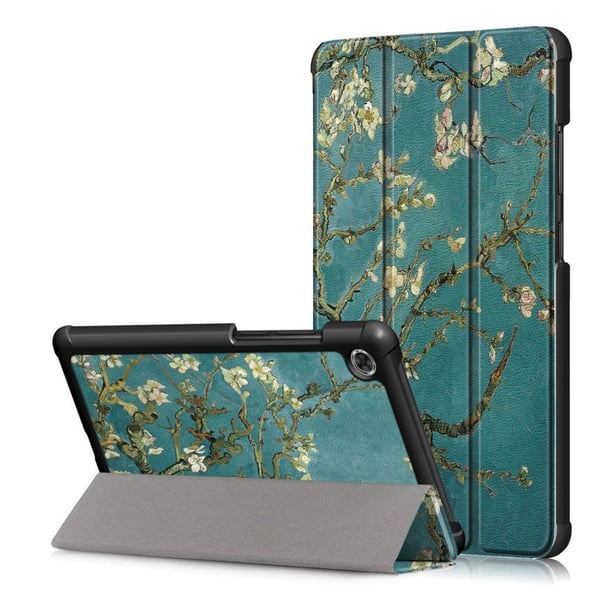 Lenovo Tab M7 mønstret tri-fold lær flip etui - Almond Tree i Blossom
