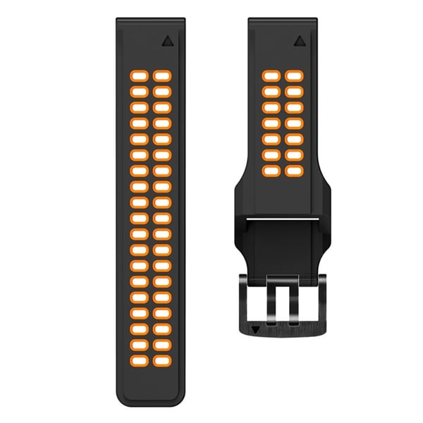 Garmin Fenix 7 / 6 / 5 silikone urrem - Sort / Orange