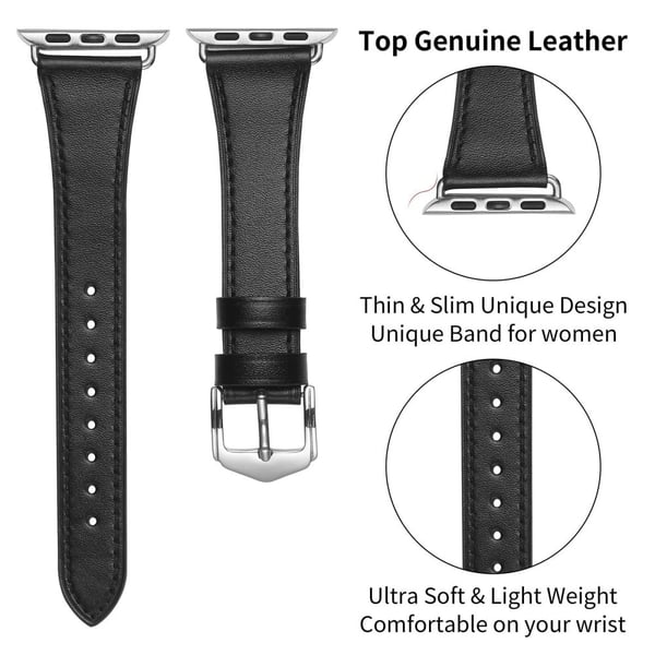 Apple Watch Series 8 (45 mm) / Watch Ultra topplag klokkerem i okseskinn - Mørkerosa
