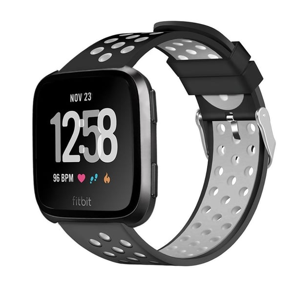 Fitbit Versa klokkereim av myk silikon med 2 farger - grå og svart Fitbit Versa klokkereim av myk silikon med 2 farger - grå og svart