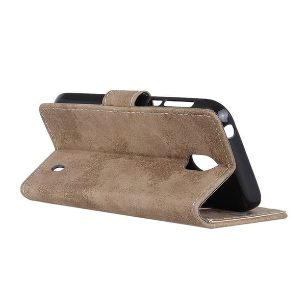 Nokia 1 Vintage Tyylinen Seisova PU Nahkainen lompakko Suoja Kotelo - Khaki