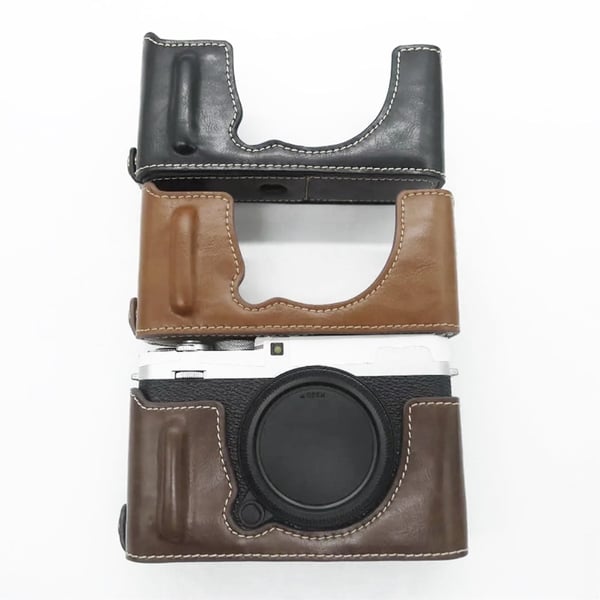 Fujifilm X-E4 halvdeksel i skinn - Kaffe