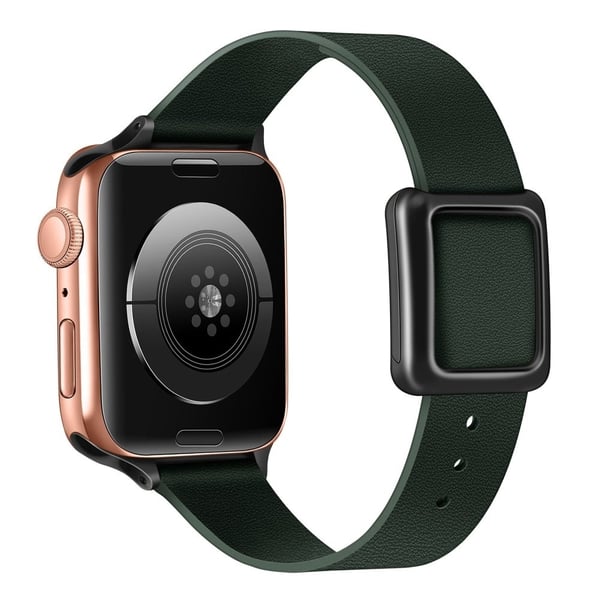 Apple Watch Series 8 (41mm) urrem i ægte læder med sort spænde - Gran Grøn