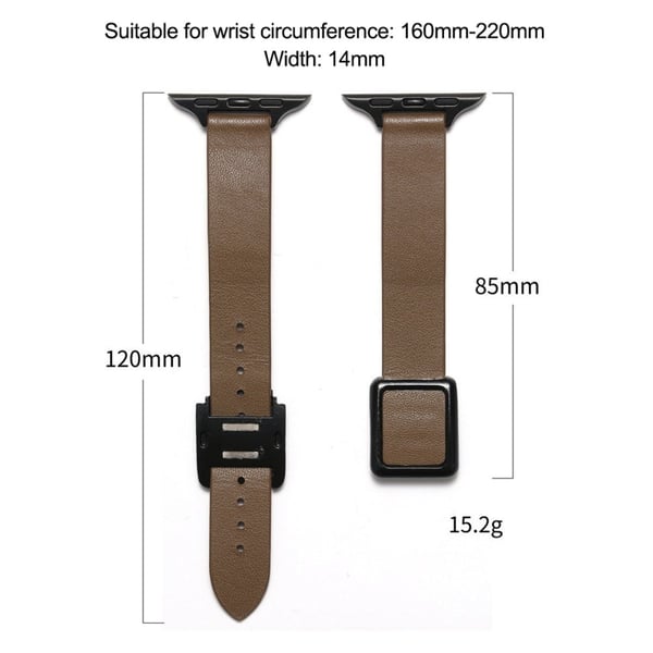 Apple Watch Series 8 (45mm) / Watch Ultra urrem i ægte læder med sølvspænde - Aprikos