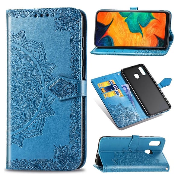 Mandala Samsung Galaxy A30 Flip kotelot - Sininen
