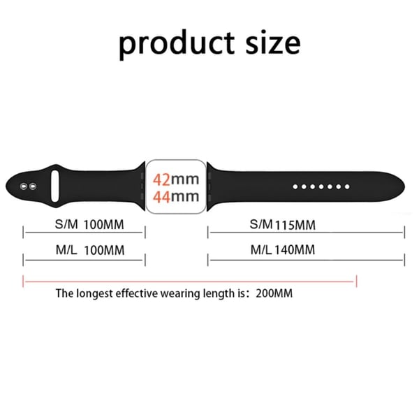 Apple Watch Series 8 (45 mm) / Watch Ultra klokkerem i silikon - Rød Størrelse: S / M
