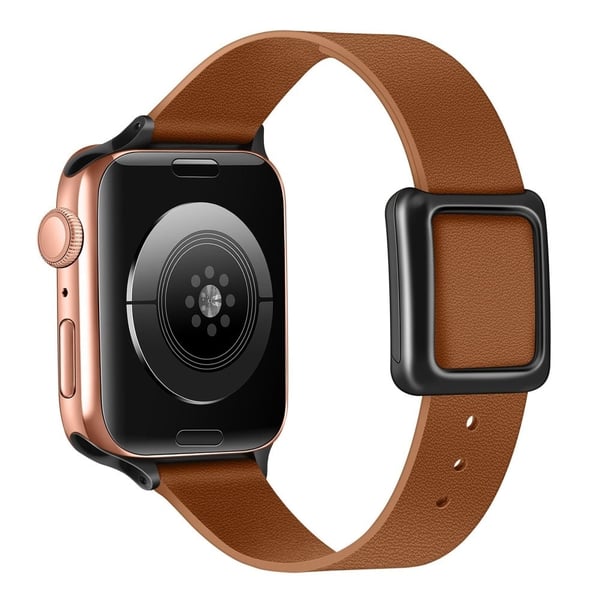 Apple Watch Series 8 (45 mm) / Watch Ultra klokkerem i ekte skinn med svart spenne - Brun