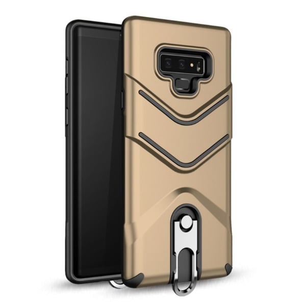 Samsung Galaxy Note9 beskyttelsesetui i hybrid materialer med indbygget stativ - Guld