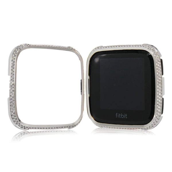 Fitbit Versa beskyttelses skall av aluminium og bergkrystall dekor - sølv Fitbit Versa beskyttelses skall av aluminium og bergkrystall dekor - sølv