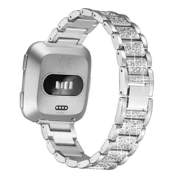 Fitbit Versa klokkereim av metall med bergkrystall dekor - sølv Fitbit Versa klokkereim av metall med bergkrystall dekor - sølv