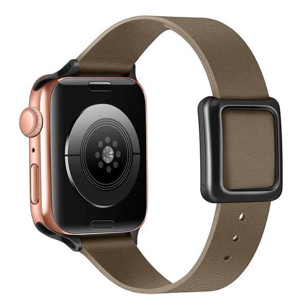 Apple Watch Series 8 (41 mm) klokkerem i ekte skinn med svart spenne - Gråbrun