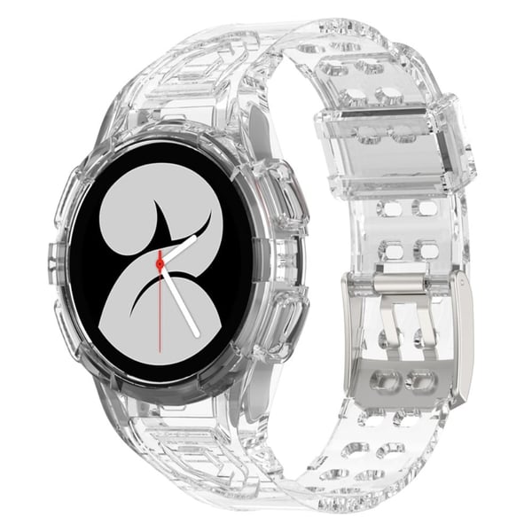 Samsung Galaxy Watch 4 (44mm) integroitu ranneke ja suojus - Läpinäkyvä Valkoinen