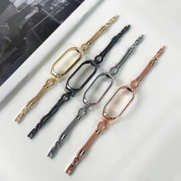 Xiaomi Mi Smart Band 4 / 3 kobber kjede stil klokkerem - Svart