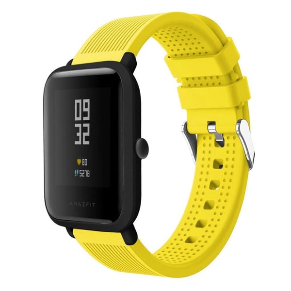 Huami Amazfit Rake Pinnoitettu Joustava Pehmeä Silikooni kellon Vaihdettava Ranneke - Keltainen Huami Amazfit Rake Pinnoitettu Joustava Pehmeä Silikooni kellon Vaihdettava Ranneke - Keltainen