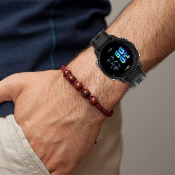 Silikonklokkerem i twilldesign for Garmin-klokke - Rød