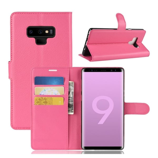 Samsung Galaxy Note 9 mobilfodral syntetläder silikon stående plånbok - Rosenröd Samsung Galaxy Note 9 mobilfodral syntetläder silikon stående plånbok - Rosenröd