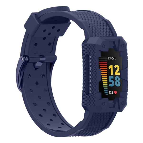 Fitbit Charge 5 kul klokkerem i silikon med deksel - Marineblå Fitbit Charge 5 kul klokkerem i silikon med deksel - Marineblå