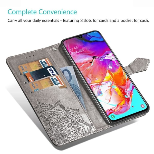 Mandala Samsung Galaxy A50 Flip etui - Grå