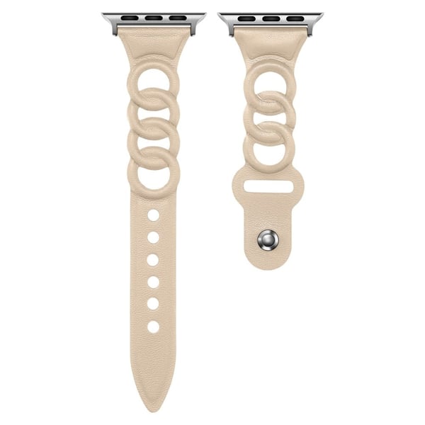 Apple Watch Series 8 (41mm) urrem i ægte læder med tre ringe - Aprikos Apple Watch Series 8 (41mm) urrem i ægte læder med tre ringe - Aprikos