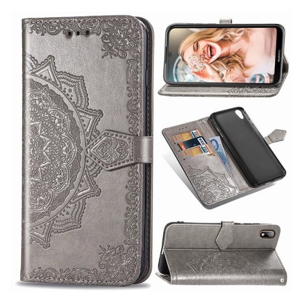 Mandala Huawei Y5 2019 Flip case - Grå Mandala Huawei Y5 2019 Flip case - Grå