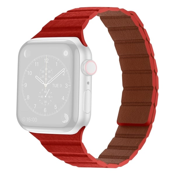 Apple Watch Series 8 (45mm) / Watch Ultra dobbeltfarvet urrem i ægte læder - Rød