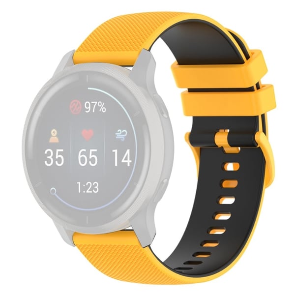 20mm silikoninen kellohihna Garmin-kelloon - Keltainen / Musta