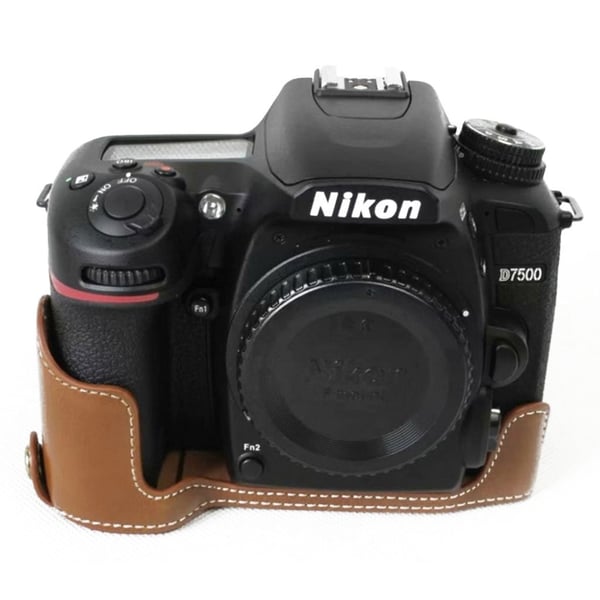 Nikon D7500 halvt kamera beskyttelsesetui i kunstlæder - Brun Nikon D7500 halvt kamera beskyttelsesetui i kunstlæder - Brun